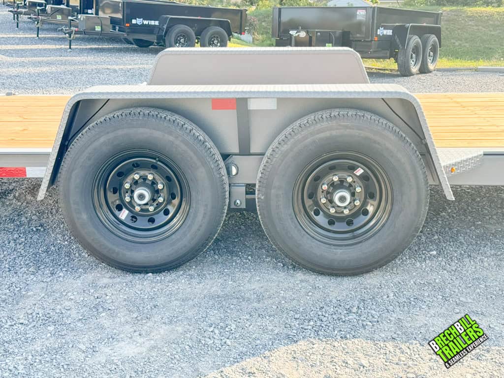 The wheels on a HT18-14 Bwise Hydraulic Tilt Trailer