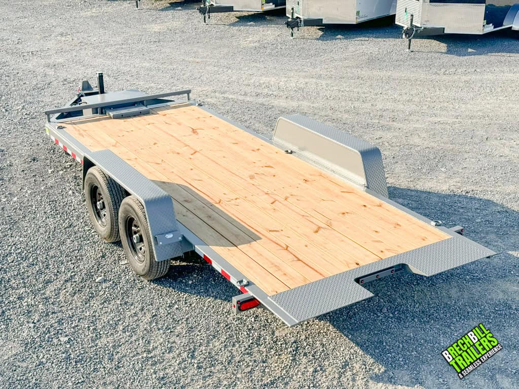 Rear view of a Bwise Hydraulic Tilt Trailer