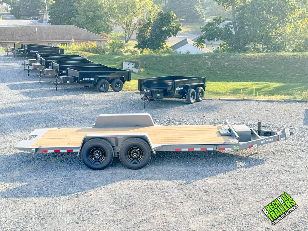 Black wheels on a Bwise Hydraulic Tilt Trailer