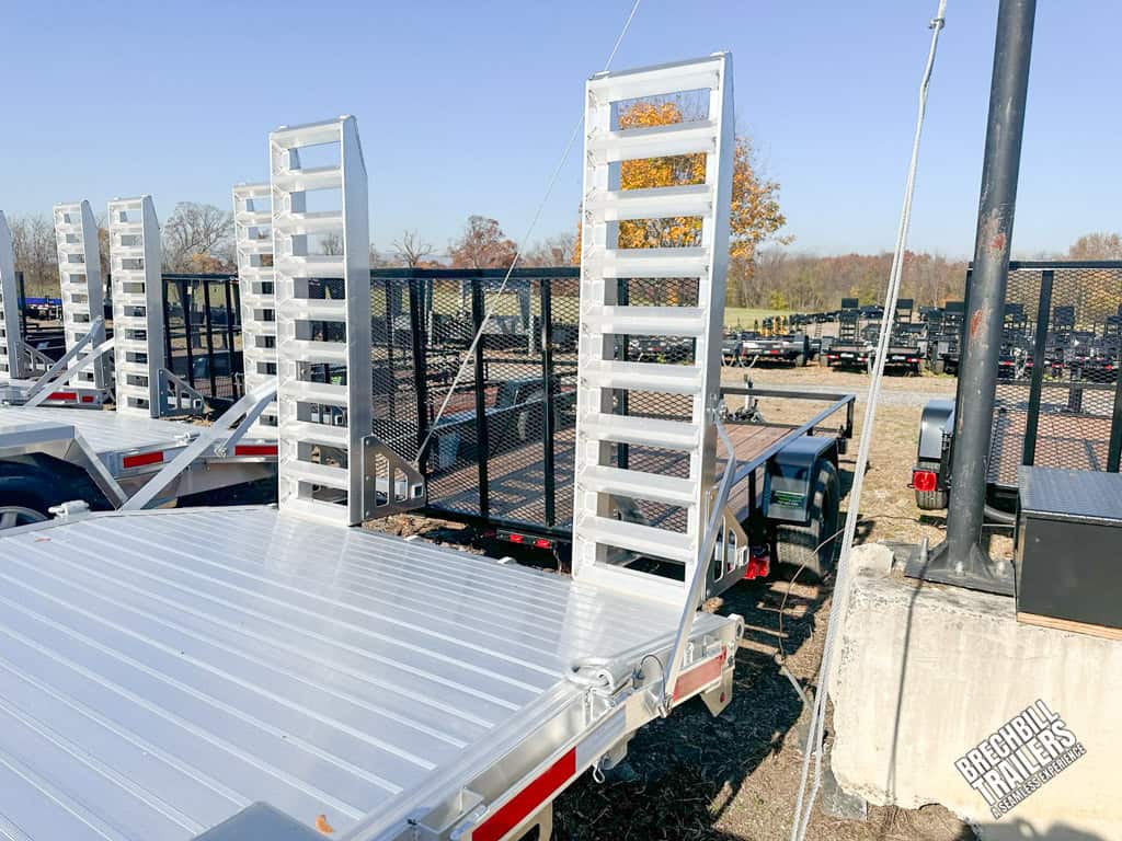 Ramps up on the trailer.