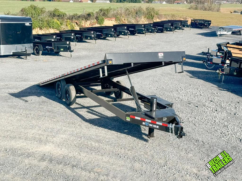 A tilted Bwise deck trailer demonstration.