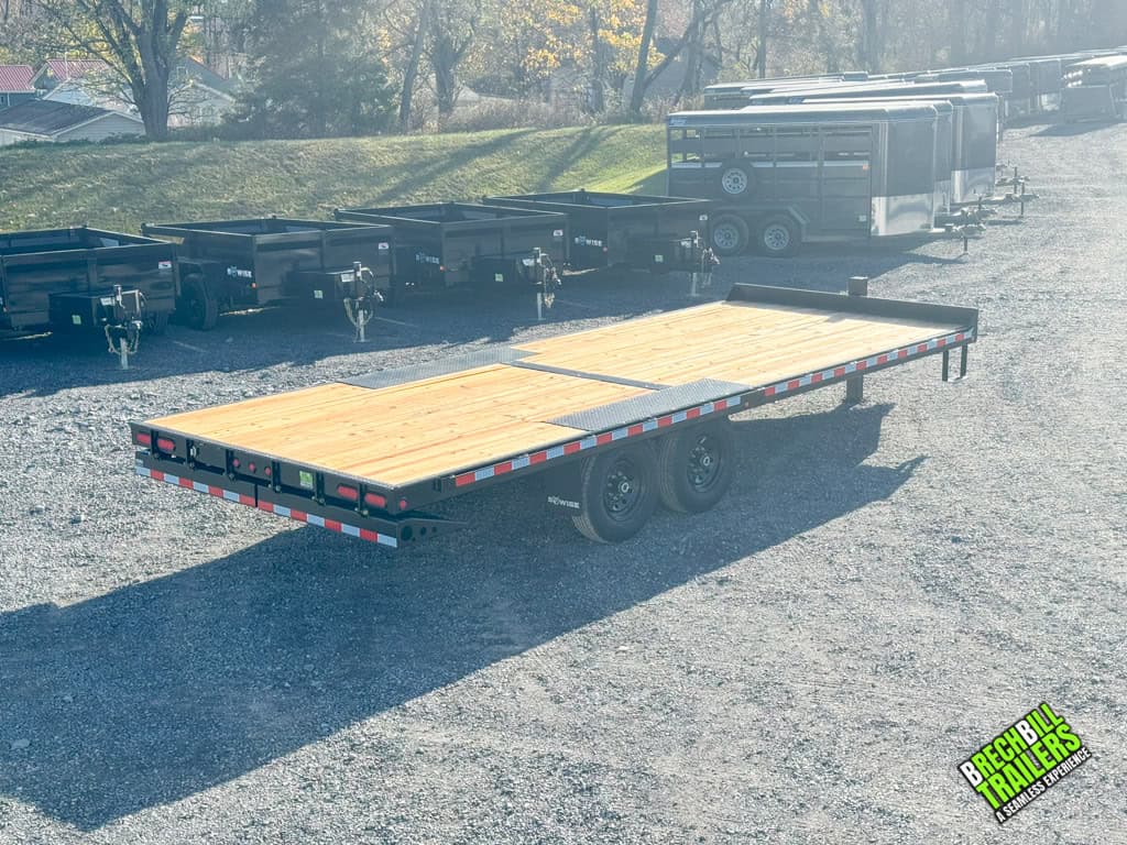 Full view of the Bwise Hydraulic 15.4K Tilt-Deck Trailer 8.5×22 parked and ready for work.