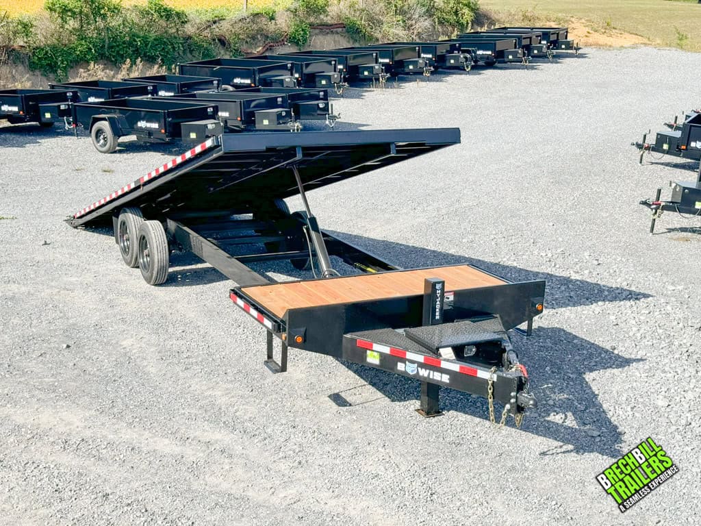 The Bwise 17.6K Hydraulic Tilt Deck Trailer parked at the dealership.