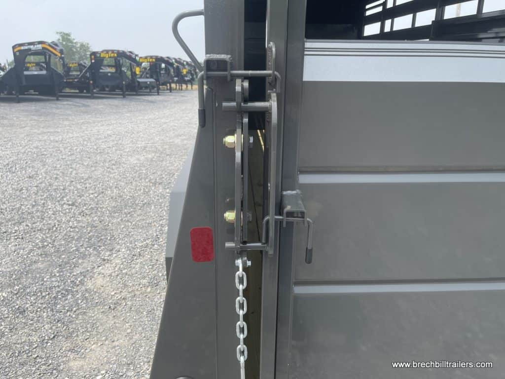 Back gate latch on the Valley 12K Gooseneck Stock Trailer