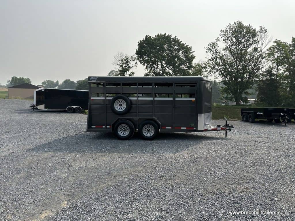 Side of the trailer parked in the lot.