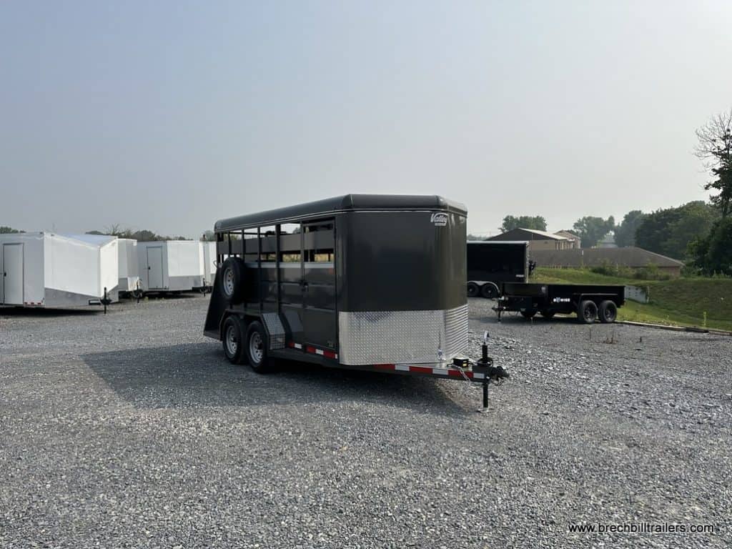 Front of a parked Valley 12K Stock Trailer