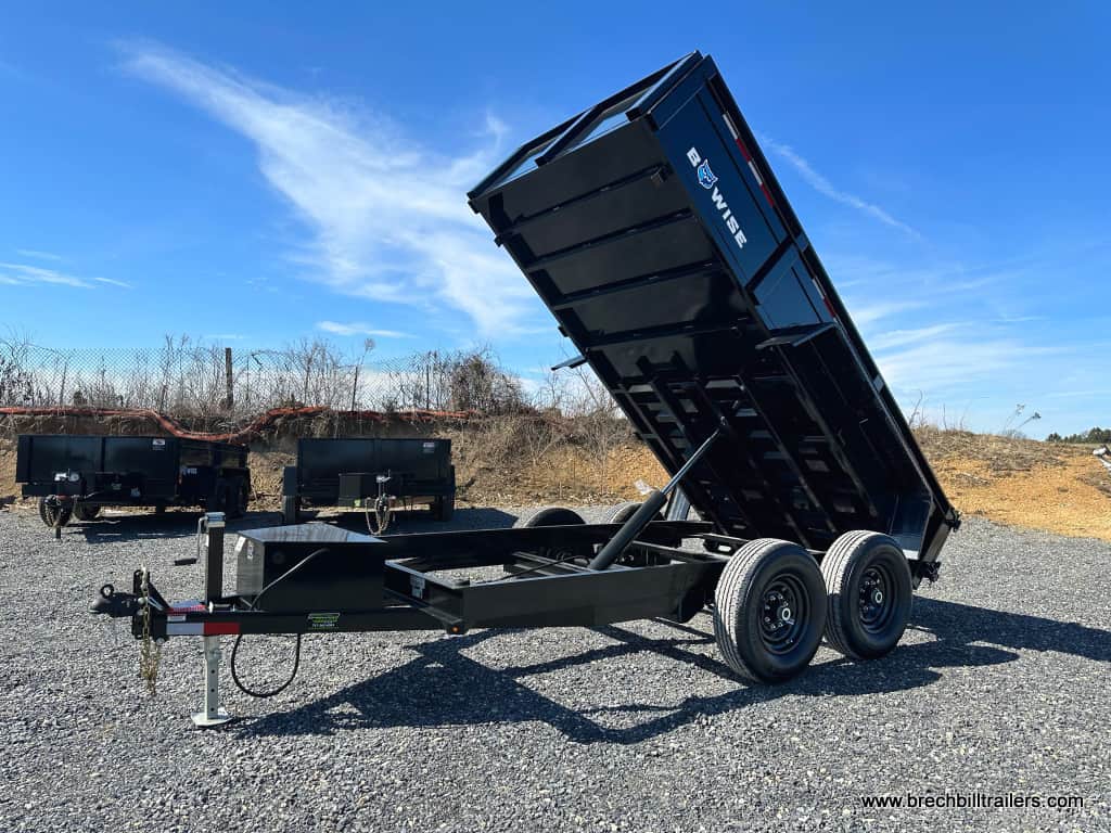 A black Bwise LP LE Low Pro Dump Trailer 6’x12’x12K (DT612LP-LE-12)
