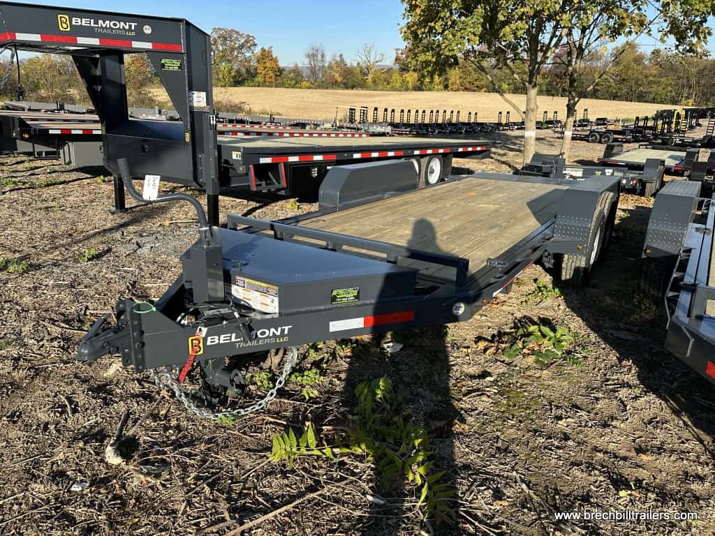 Front view of the Belmont Low Pro Gravity Tilt Skid Steer Equipment Trailer