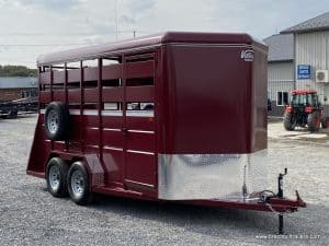 Front view of the Valley Stock Trailer 16’x6’8″x7K (26816)