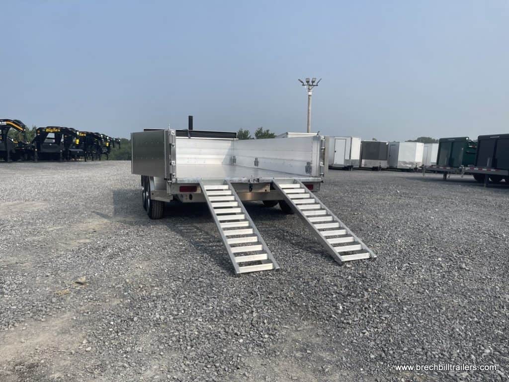 Aluminum ramps on the dump trailer.