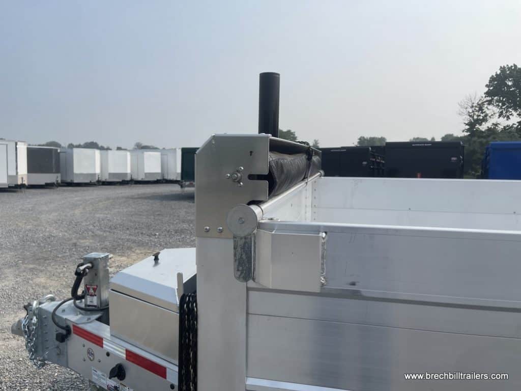 Tarp on the EBY All Aluminum Bumper Pull Dump Trailer