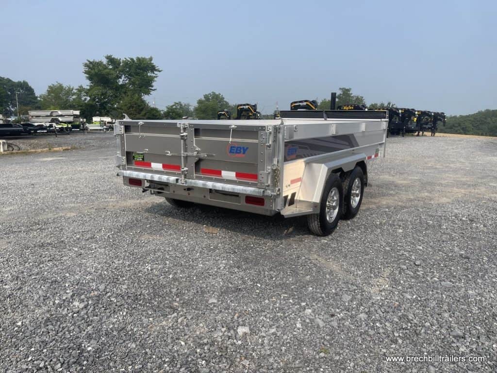 Back of the EBY All Aluminum Bumper Pull Dump Trailer