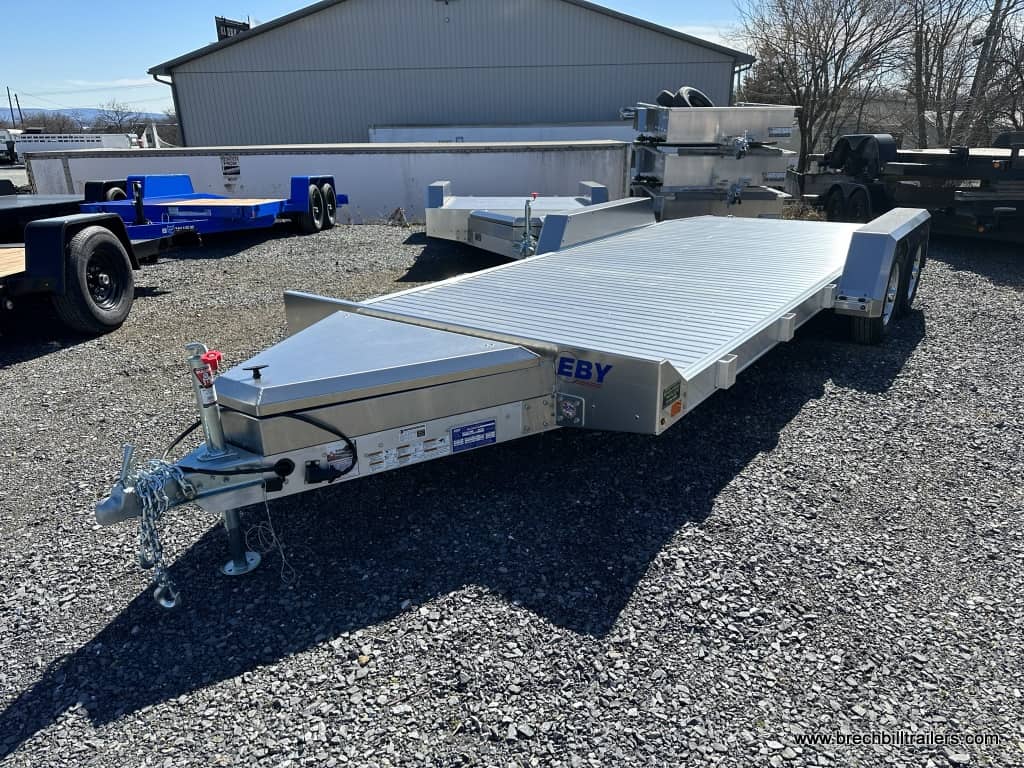 A parked EBY Low Pro 7K Car Hauler Trailer 18’6″x82″