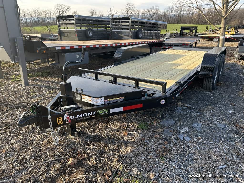 Belmont Low Pro Gravity Tilt Skid Steer Equipment Trailer parked for sale