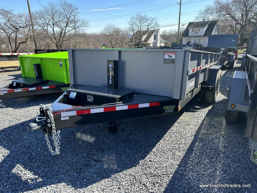 Trailer front view showing coupler and jack and storage box