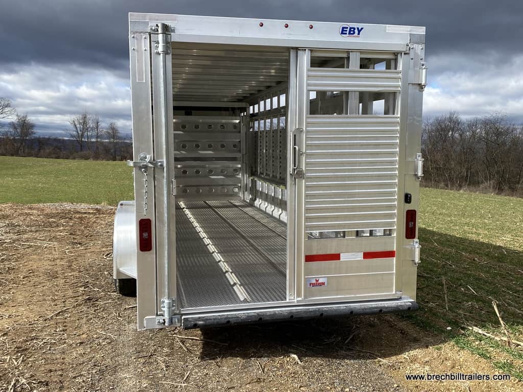 A brand new EBY Maverick 14K Gooseneck Livestock Trailer