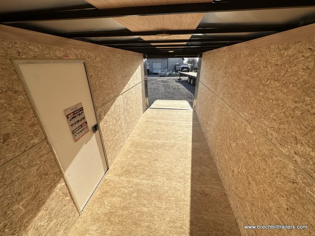 Inside a brand new Bravo Scout 7K Enclosed Cargo Trailer