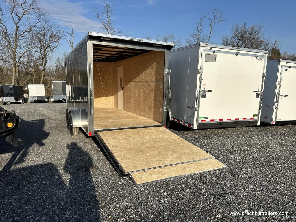 Trailer ramp door down for display.