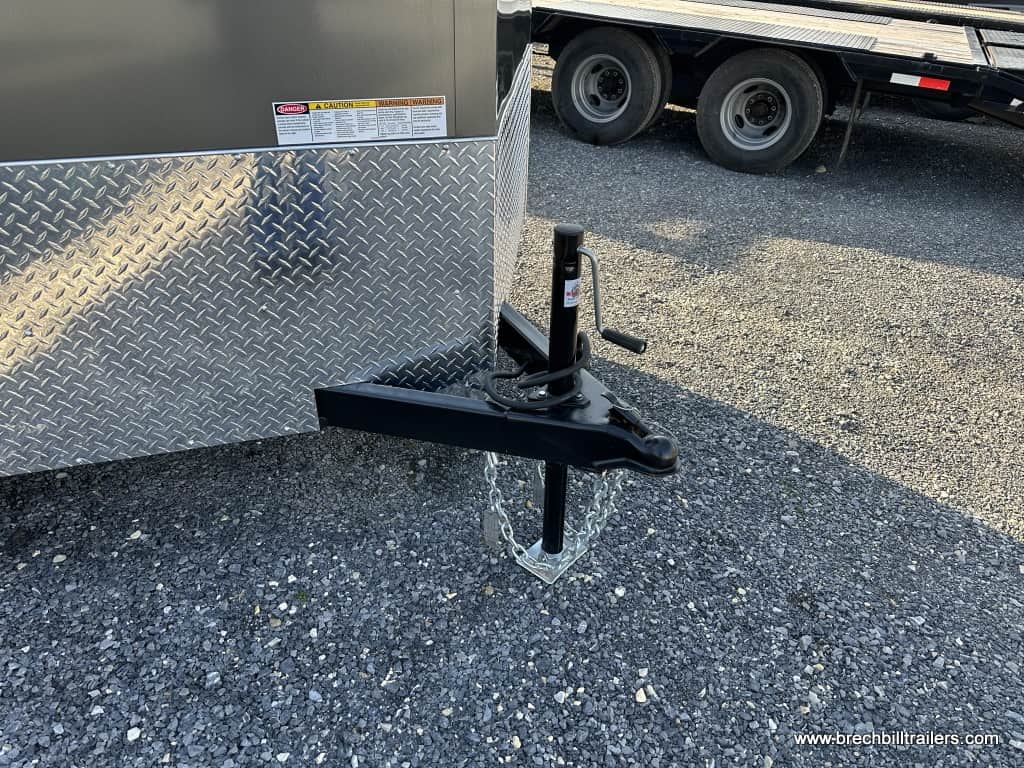 Coupler and jack - front of trailer view