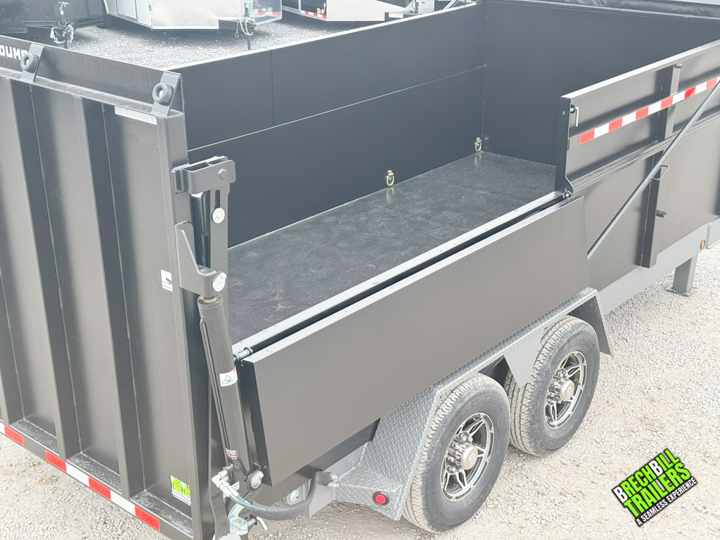 High side fold down on the dump trailer
