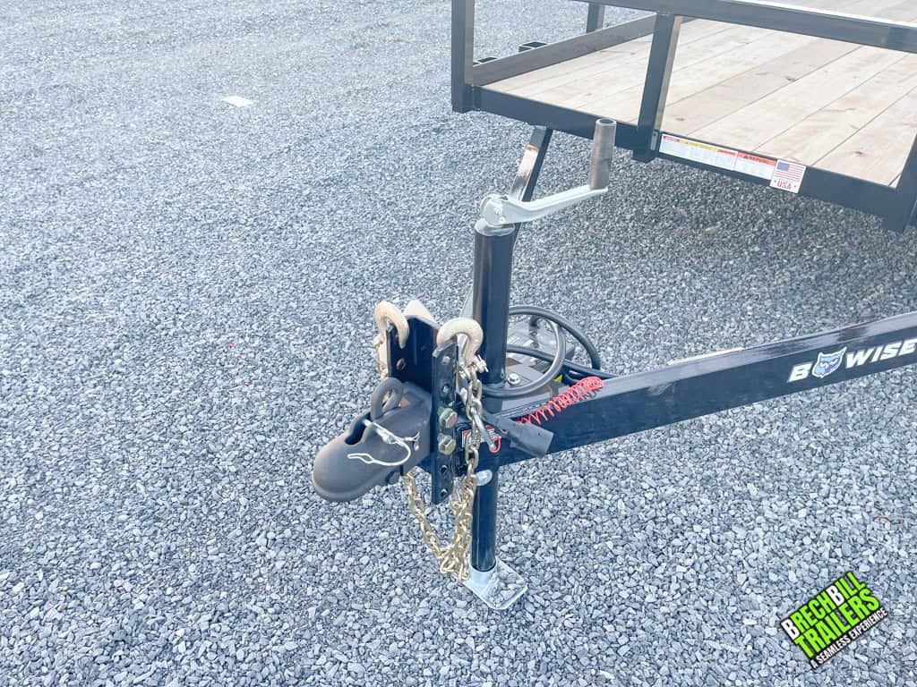 Coupler on a Bwise UT 7K Tandem Axle Utility Landscape Trailer