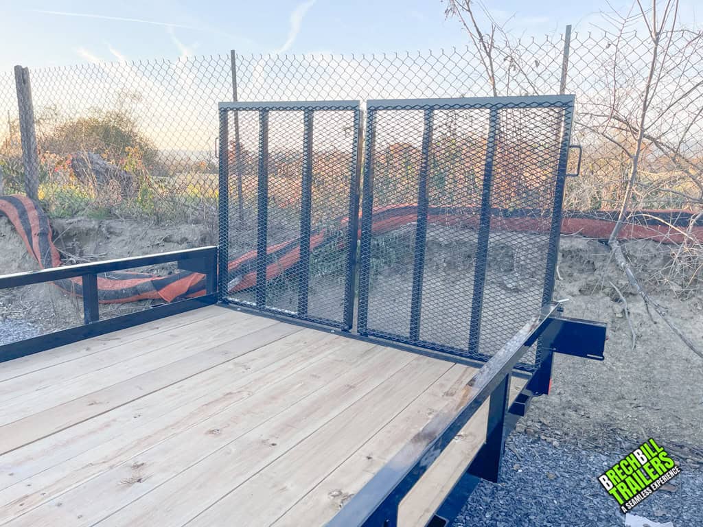 Ramp door up on the landscape trailer.