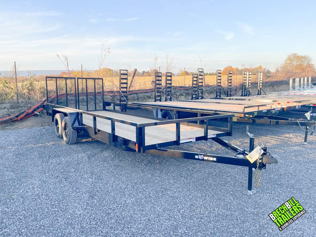 Bwise UT 7K Tandem Axle Utility Landscape Trailer parked at the Brechbill Trailers lot.