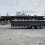 Brand new charcoal gray livestock trailer for sale.