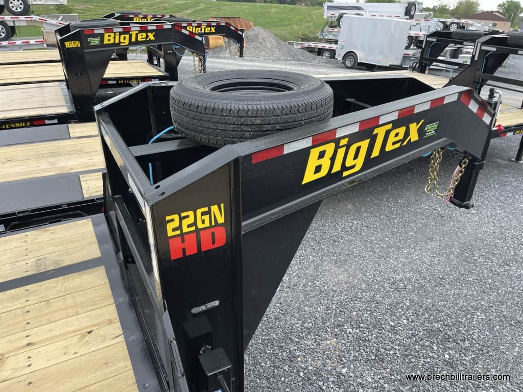 Spare tire mounted on top of the gooseneck