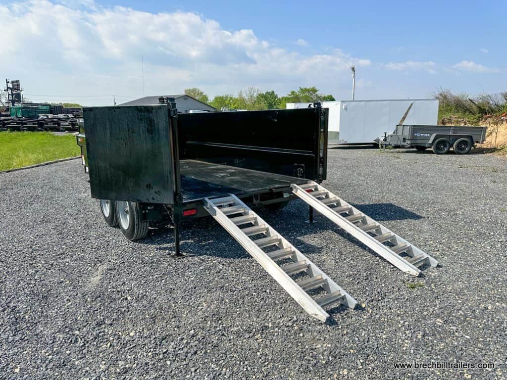 Southland Aluminum Trailer Ramps Extended on High Side Dump Trailer