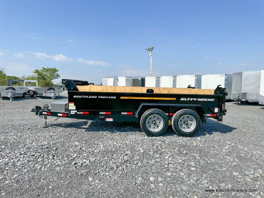 Side view of a new Southland 16K Heavy Duty Dump Trailer