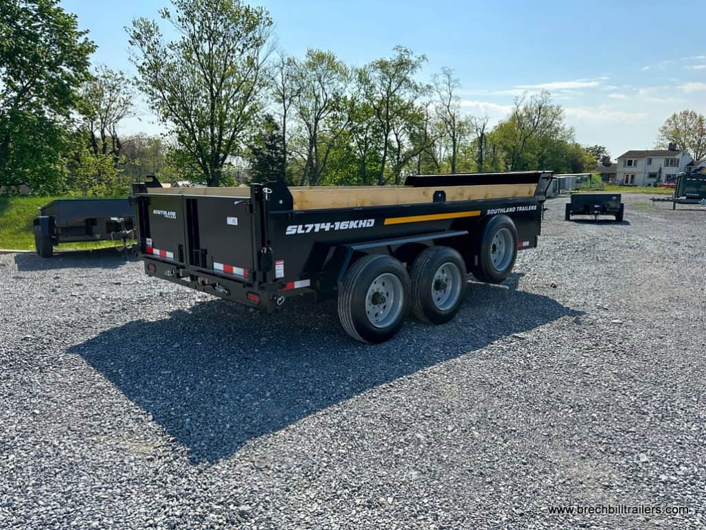 Back view of a new Southland 16K Heavy Duty Dump Trailer