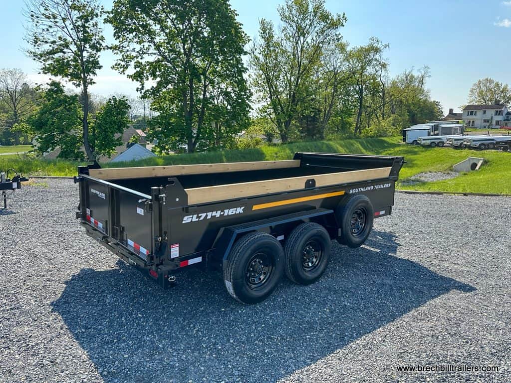 Side of a new Southland 16K Tandem Axle Dump Trailer
