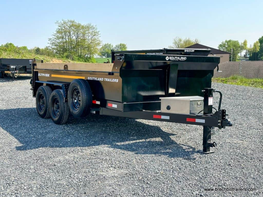 Front of a new Southland 16K Tandem Axle Dump Trailer