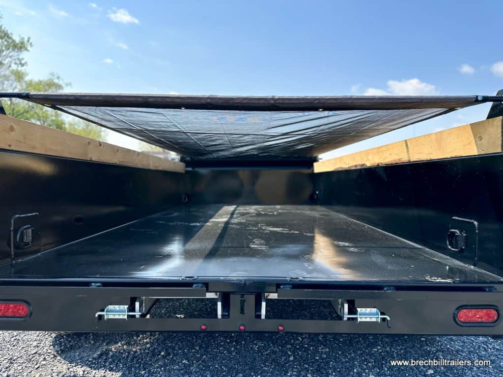 Tarp covering the dump bed.