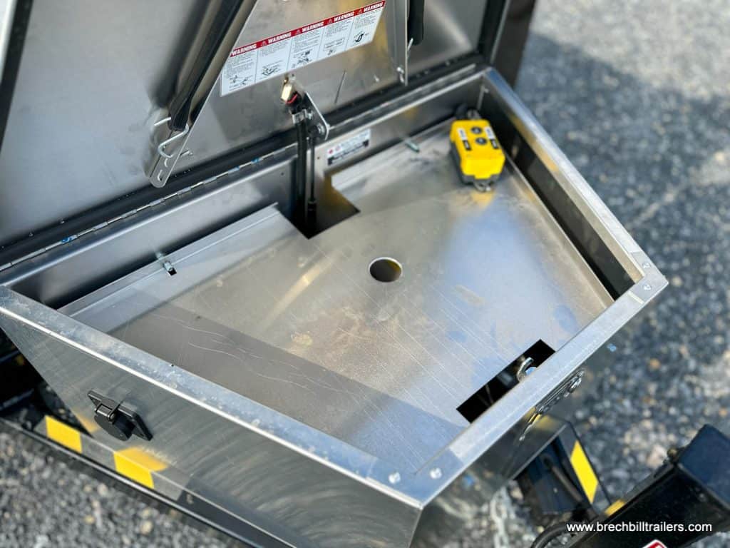 Dump controls inside the box on the trailer.