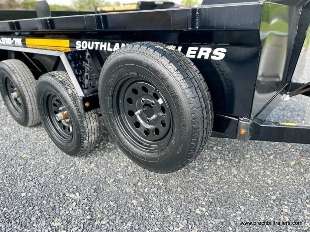 Spare tire on the Southland 7K Tandem Axle Dump Trailer
