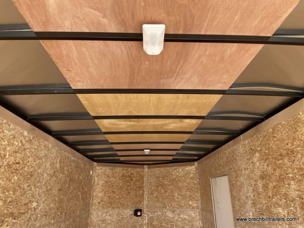 Lighting on the ceiling of the Bravo Star 10K Enclosed Cargo Trailer