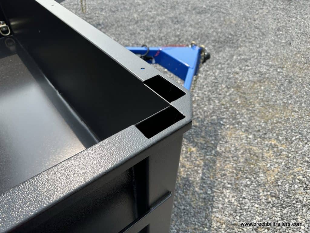 Corners of the dump trailer.