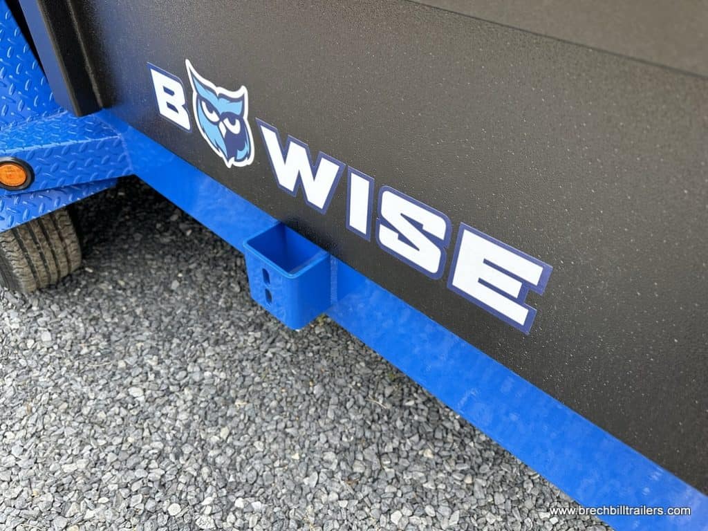 CLoseup of the Bwise logo on the Bwise 10K DLP Low Pro Dump Trailer