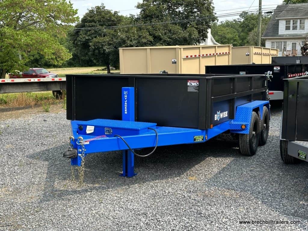A parked Bwise 10K DLP Low Pro Dump Trailer for sale at Brechbill Trailers