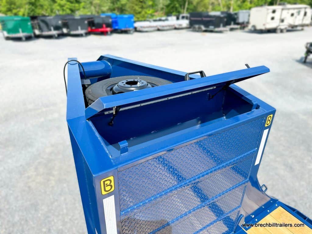 Belmont GNX Gooseneck Top View Tool Box Open with Spare Tire in Background