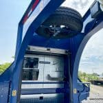 Belmont 26K Heavy Duty Gooseneck Trailer's spare tire mounted on the gooseneck.