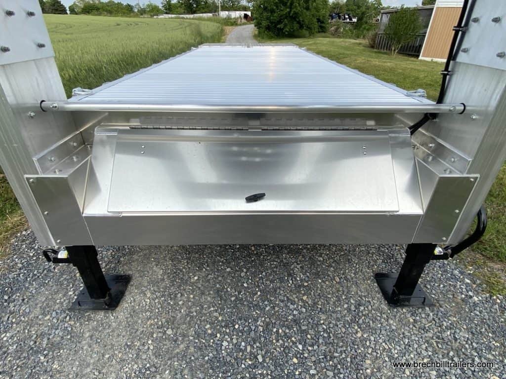 Front of EBY 16K Deck-Over Gooseneck Equipment Trailer looking down the deck