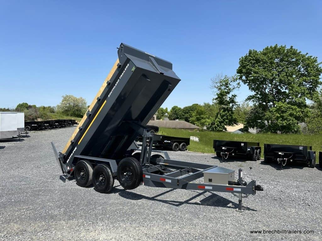 Trailer in the dumping position.