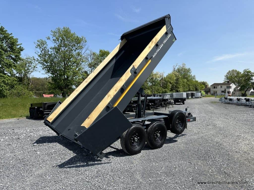 Southland 15K Tandem Axle Dump Trailer in dump position.