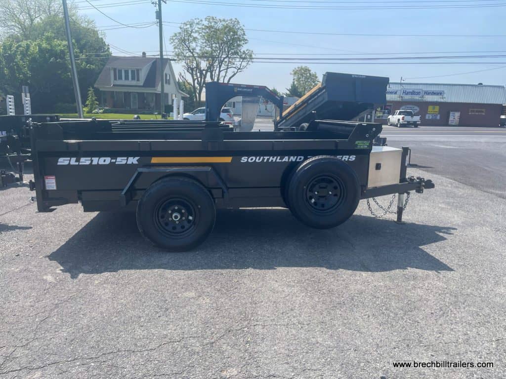 A side view of the Southland 5K Single Axle Dump Trailer