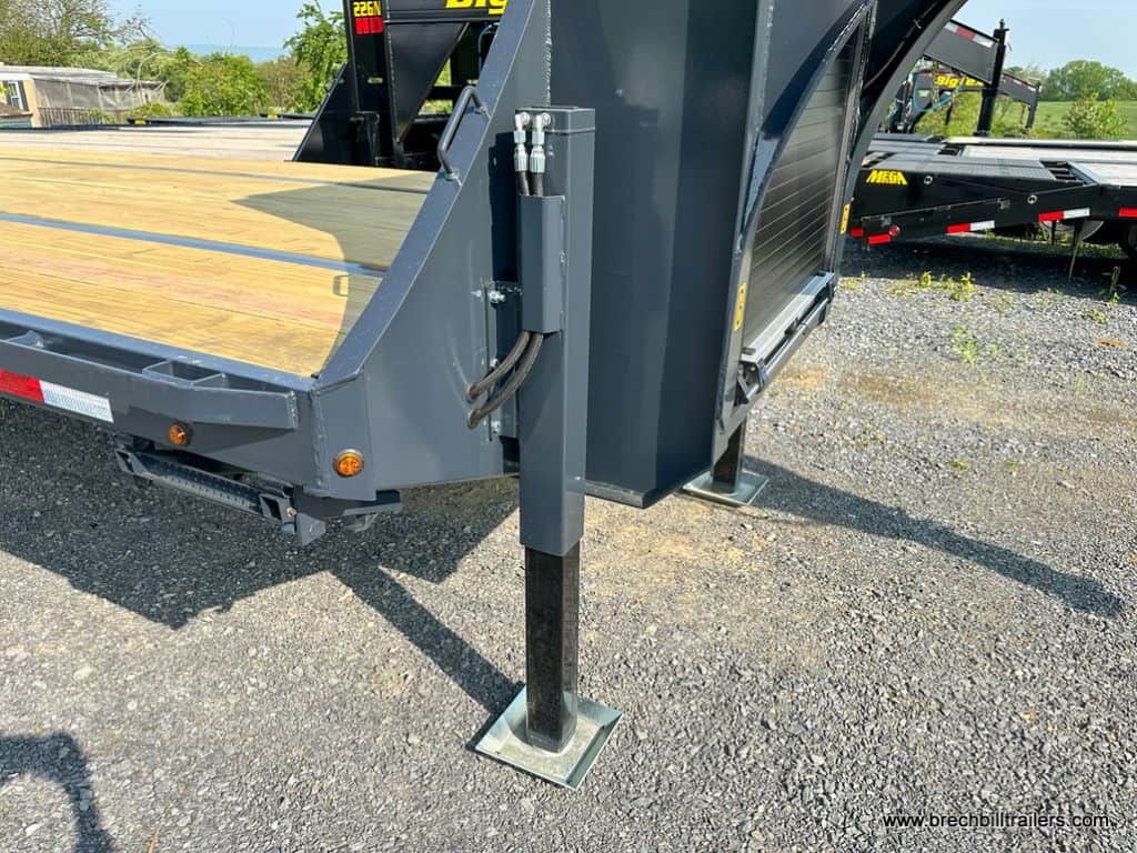 Stands holding up the parked trailer.