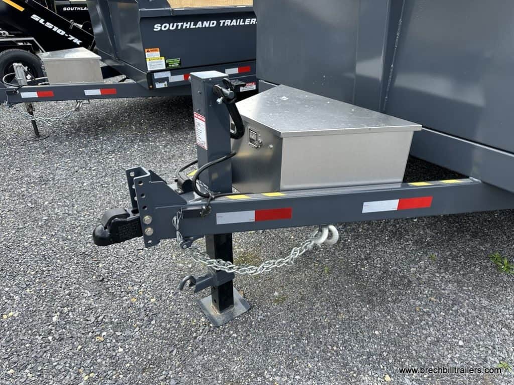 A 7x14 charcoal gray Southland 16K Tandem Axle Dump Trailer