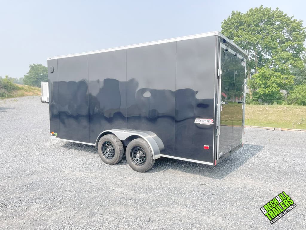 Side view of a new Bravo Scout 7K Enclosed Cargo Trailer